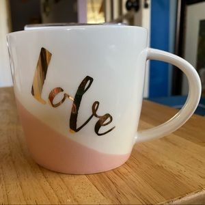 SLANT Girlfriend Ceramic Mug - Flared “LOVE” White with Pink & Gold 14oz.